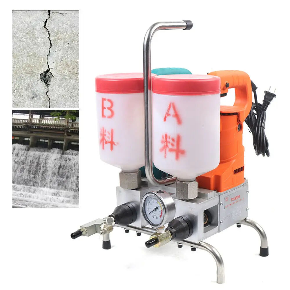 Leak Stoppage Grouting Steel Machine Double Liquid Electric Epoxy Injection Pump Drilling Rig Foaming Injector Soil Cement  220V