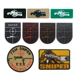 Sniper Embroidered Patches Tactical Army Military Patch Combat Emblem PVC Rubber Badges Appliqued for Backpacks Caps Hat Jackets