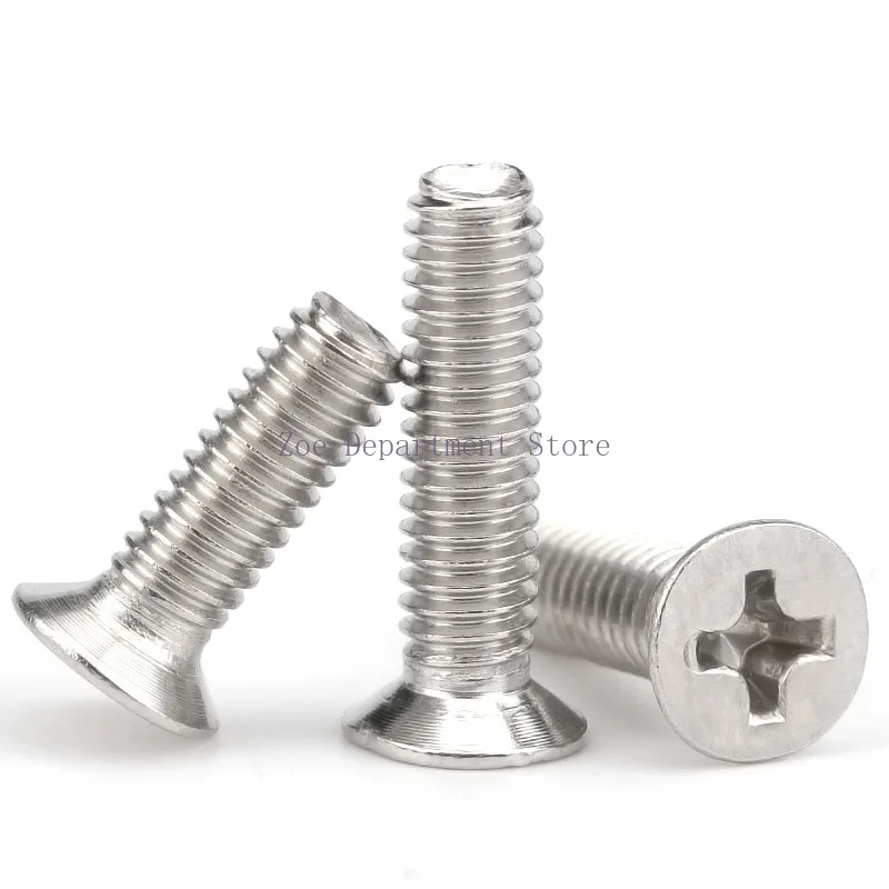 

100PCS M1.7-M6 Flat Head Cross Screws Aluminum Alloy KM Countersunk Machine Bolts for Durable Fastening Applications
