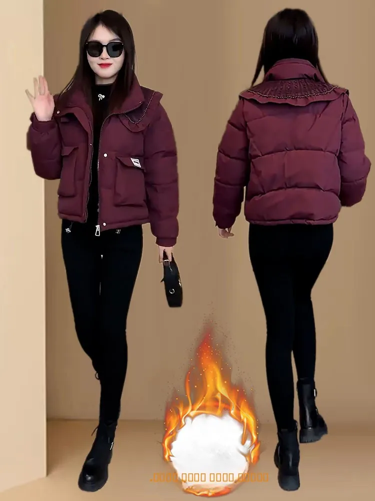

Женская утепленная свободная зимняя куртка-пуховик в корейском стиле из хлопка, больших размеров, верхняя одежда