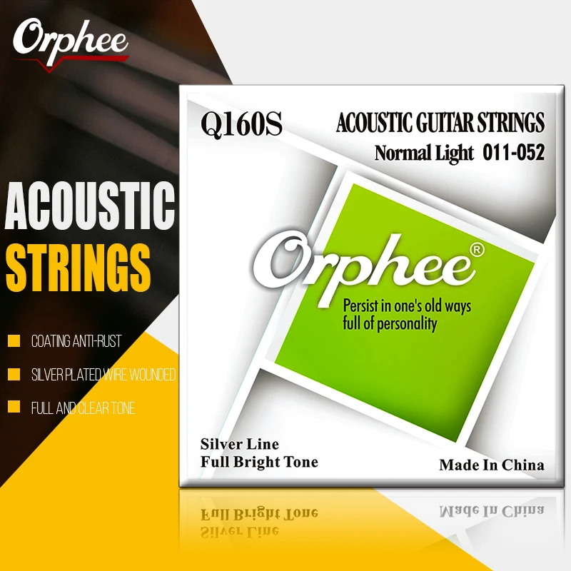 Orphee Acoustic Guitar Strings Q160S Medium Carbon Steel Hexagonal Core Silver Plated Wound Guitarra Guitar Parts & Accessories
