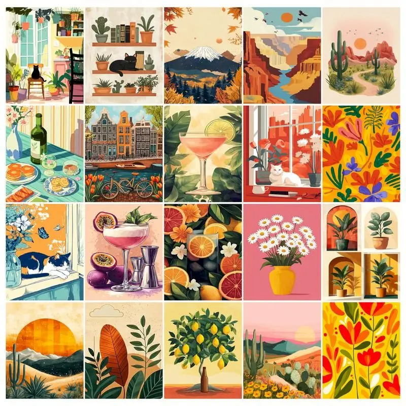 SDOYUNO Abstract Painting By Numbers Kits For Adults Handpainted Cat illustration Scenery Drawing Oil Painting By Number Wall De