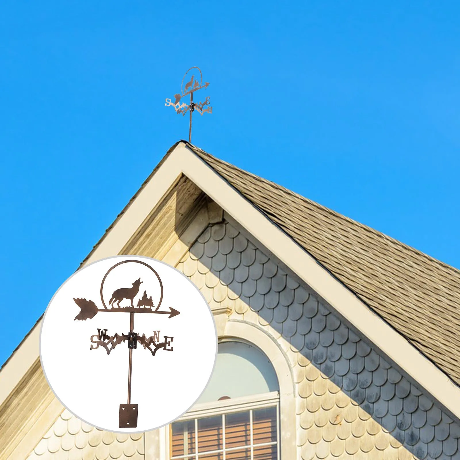 

Metal Weathervane Outdoor Wind Vane For Garden Yard Patio Stainless Steel Ground Insert Roof Mount Waterproof Wind