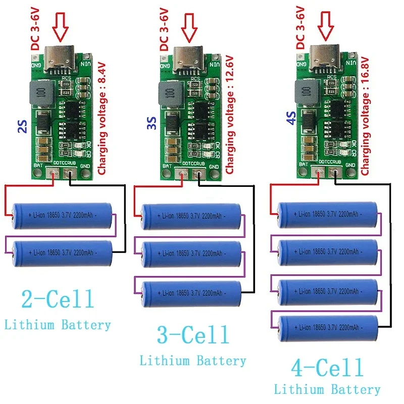 1-10 Uds Multiccellula 2S 3S 4S Tipo C A 8,4 V 12,6 V 16,8 V Elevador LiPo Polímero Li-Ion Cargador 7,4 V 11,1 V 14,8 V 18650