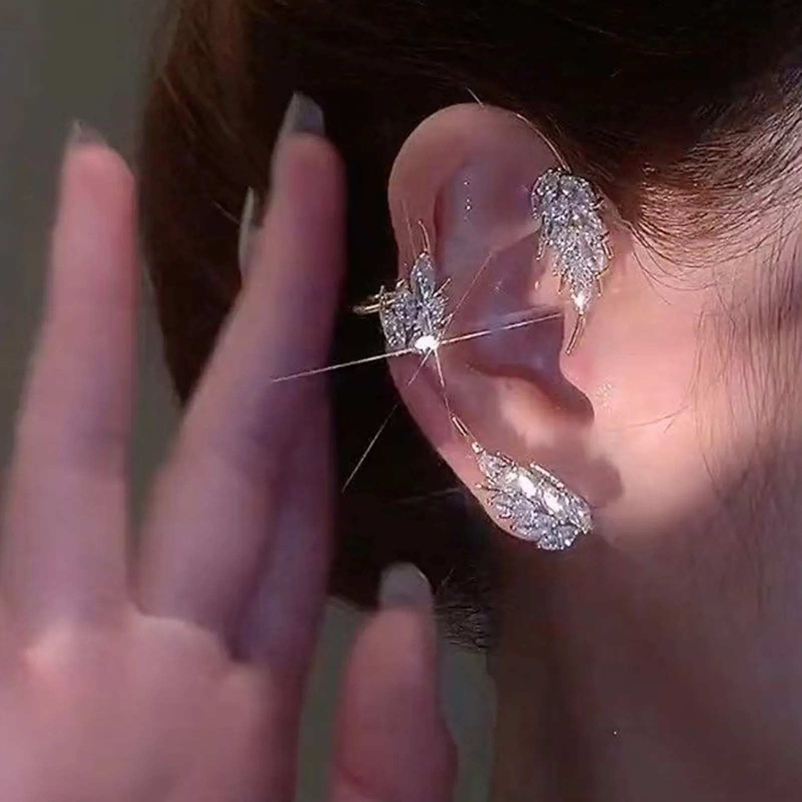 أقراط ورقية غير منتظمة بدون ثقب ، سبيكة ، إحساس راقي ، موضة مبالغ فيها ، مشبك أذن فاخر للسيدات ، ملحق ثقب #5