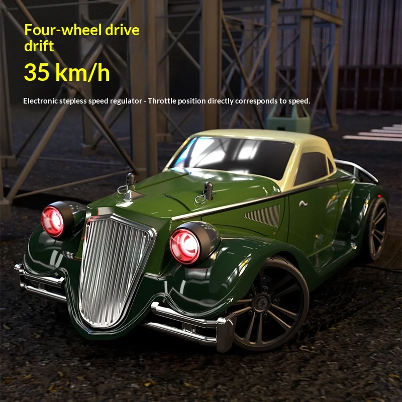 

SUCHI YUDELIN 1/16 Classic Vintage Car, 4WD Drift and Flat Racing RC Remote-Controlled Car with Lights Toy Remote Car Cool Gift