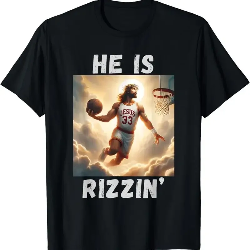 He Is Rizzin Funny Jesus Playing Basketball T Shirt