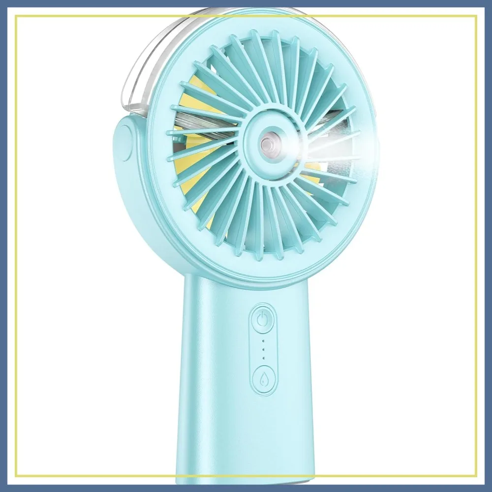 

Handheld Misting Fan Portable, Rechargeable Mist Fan with 4000mAh Battery, 3-Speed, 4-15Hrs Runtime for Travel Home Office