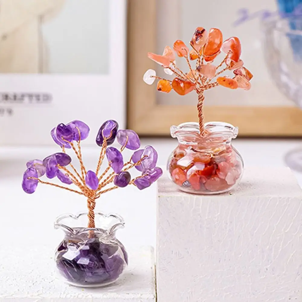 Positive Energy Small Crystal Trees Handmade Feng Shui Decor Gemstone Healing Tree Chakra Healing Crystals Copper Wire