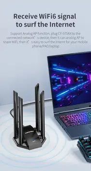COMFAST USB Wifi Adaptör AX5400 WiFi6 Ağ Kartı 2.4G/5G/6G 4 Anten PC İçin Ücretsiz Sürücüsüz Wi-Fi Dongle WPA3 Win10 11 10 best sales Wifi android - №6