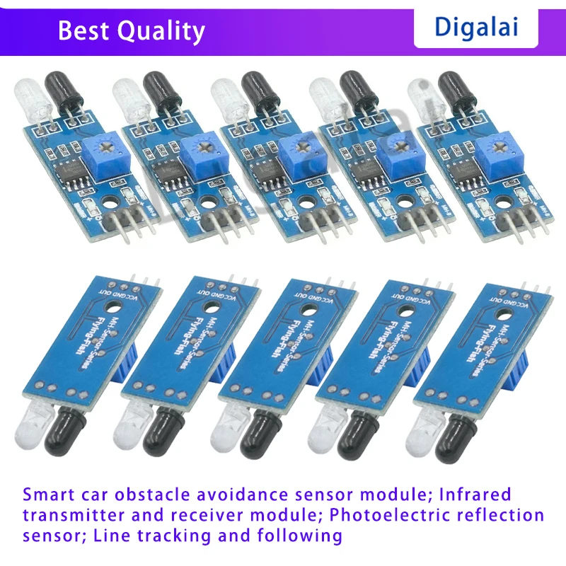 Smart car obstacle avoidance sensor module; Infrared transmitter and receiver module; Photoelectric reflection sensor; Line trac