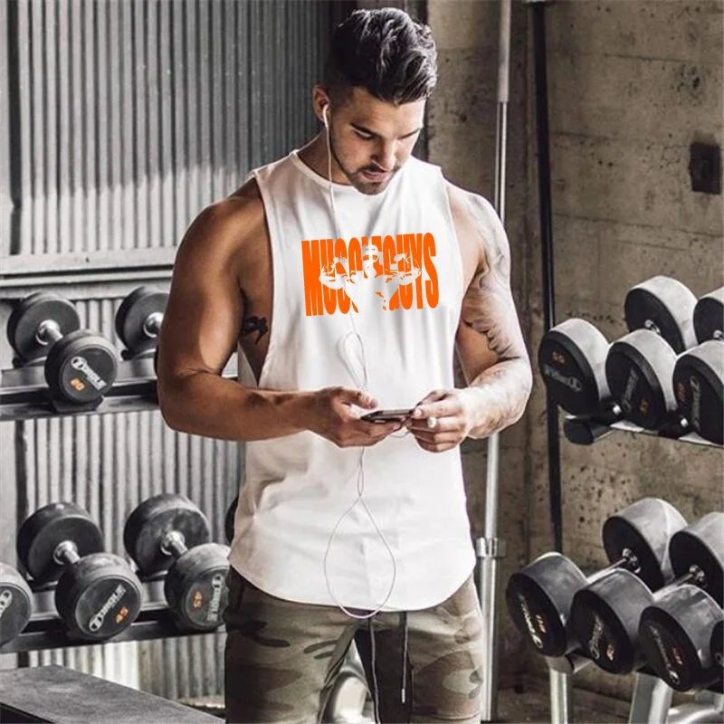 

Mens Workout Cotton Fitness Vest Gym Tank Top Muscle Sleeveless Sporting Shirt Stringer Running Sports Bodybuilding Singlets