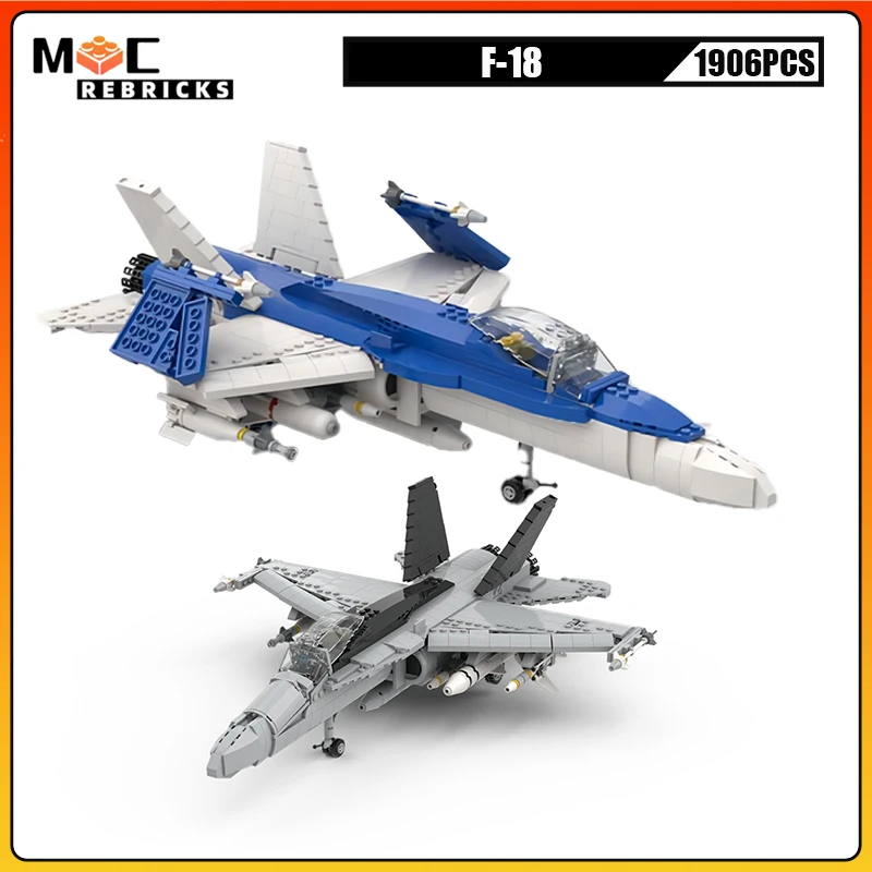 

Multi-purpose Military Fighter F-18 Air Support Battle Aircraft MOC Building Block Model DIY Technology Weapon Kid's Bricks Toys