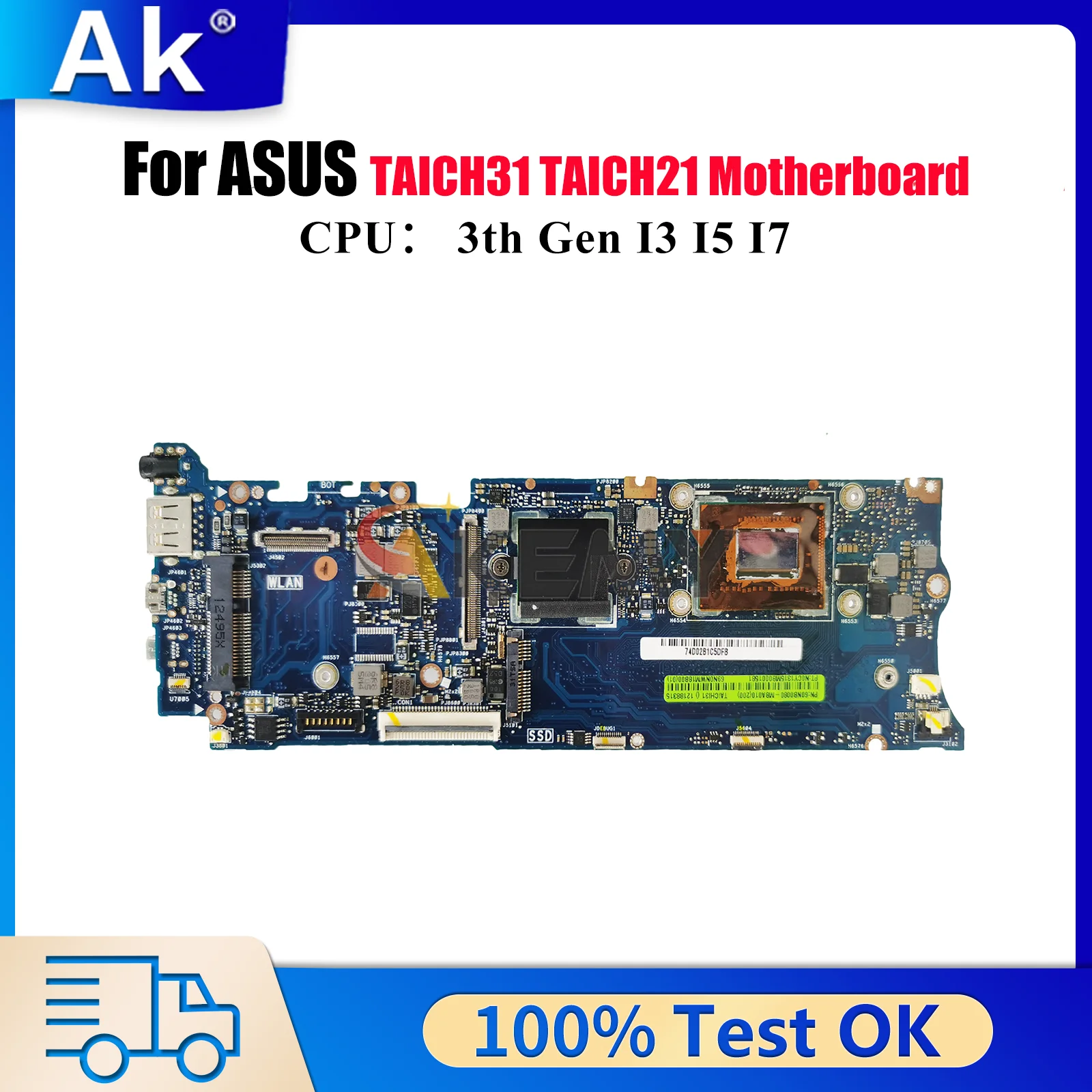 

TAICHI31 Laptop Motherboard For ASUS ZenBook TAICH21 TAICHI TAICH31 Notebook Mainboard With CPU 100% tests OK fast shipping stk