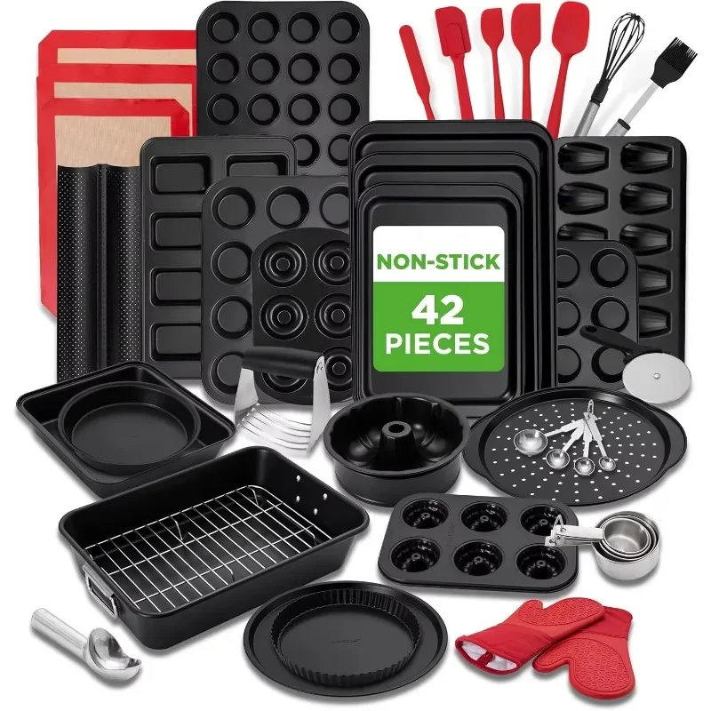 42 Pieces Ultimate Nonstick Baking Pan Set Carbon Steel Baking Pan Daily Baking Pan Full Set of Baking Pan