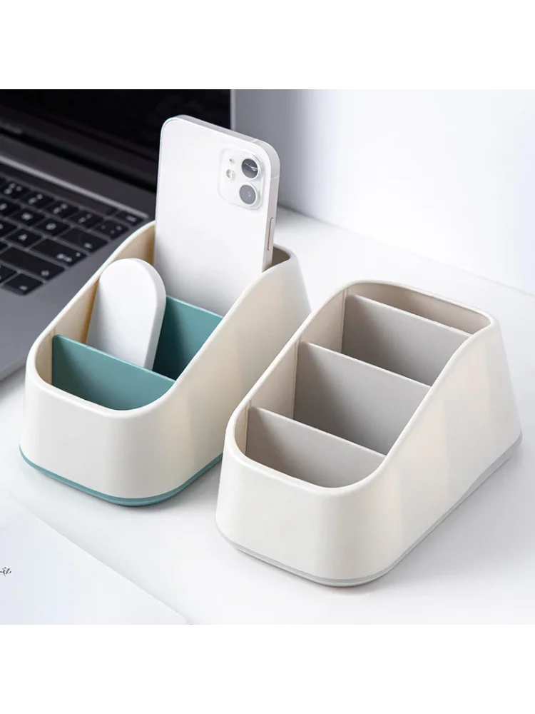 Remote Control Holder 4 Slot Desktop Storage Box Tv Remote Control Phone Trapezoidal Basket Stationery Organizer Case Home Hotel