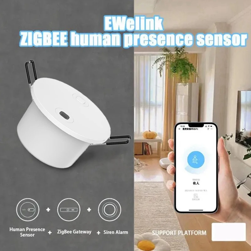 Detector de presencia humana Zigbee 5,8G, Detector inteligente de presencia humana, Sensor de movimiento PIR para seguridad del hogar, ahorro de energía