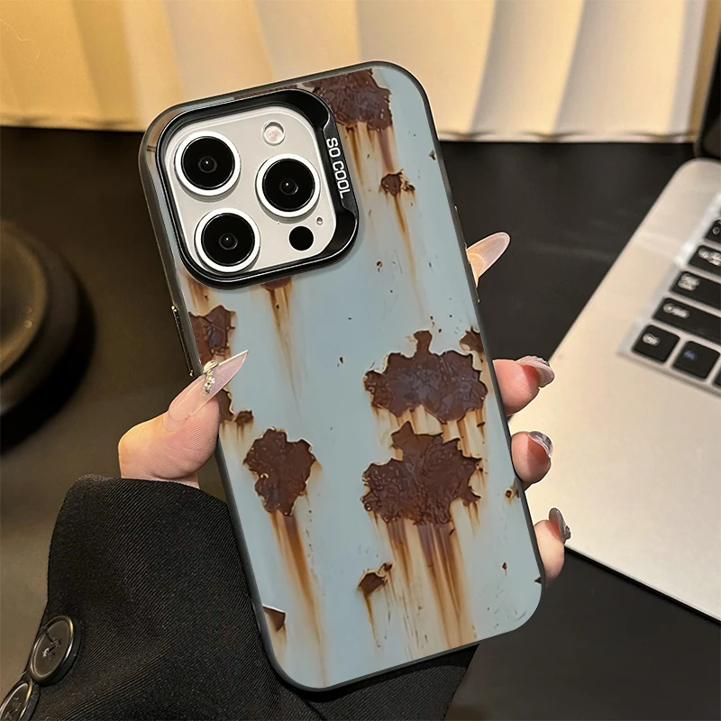 

Rusty patterns phone case for iPhone 16 15 14 13 12 11 Pro/ Max/Plus shock-proof rear cover anti-fingerprint