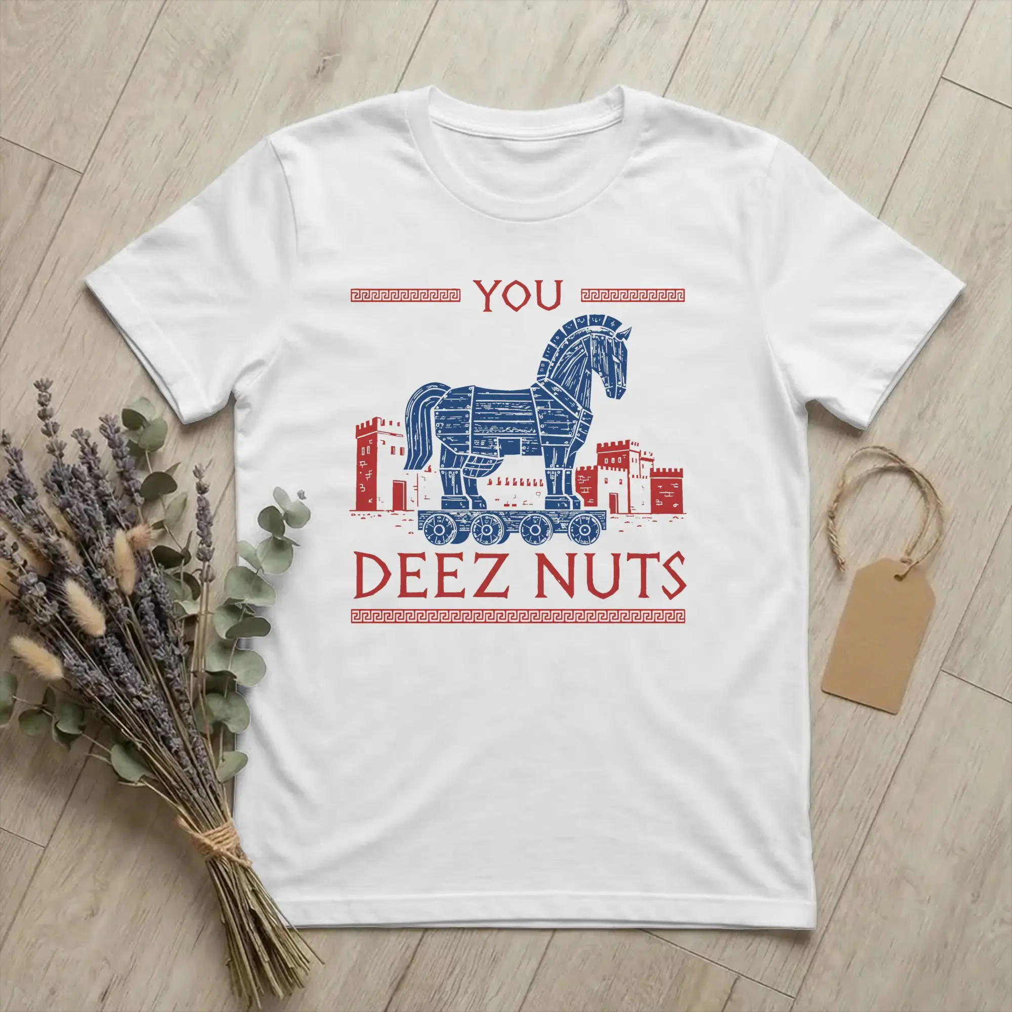You Odysseies Deez Nuts Trojan Horse Graphic Meme Men T Shirts Casual Tee Shirt Round Neck T-Shirt Pure Cotton Big Size Tops