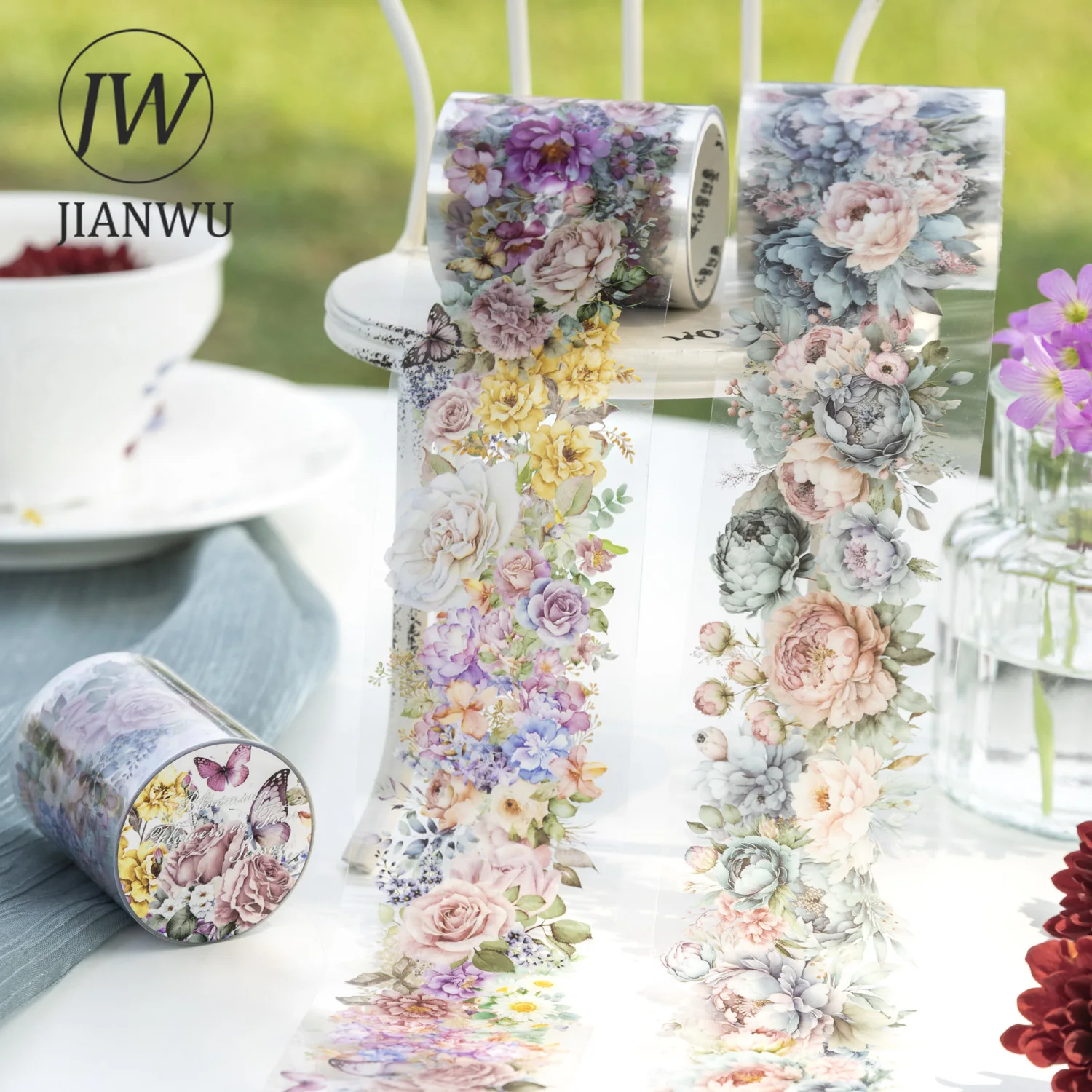 JIANWU 50mm*200cm Blooming All Season Series Vintage Plant Material Decor PET Tape Creative DIY Journal Collage Stationery