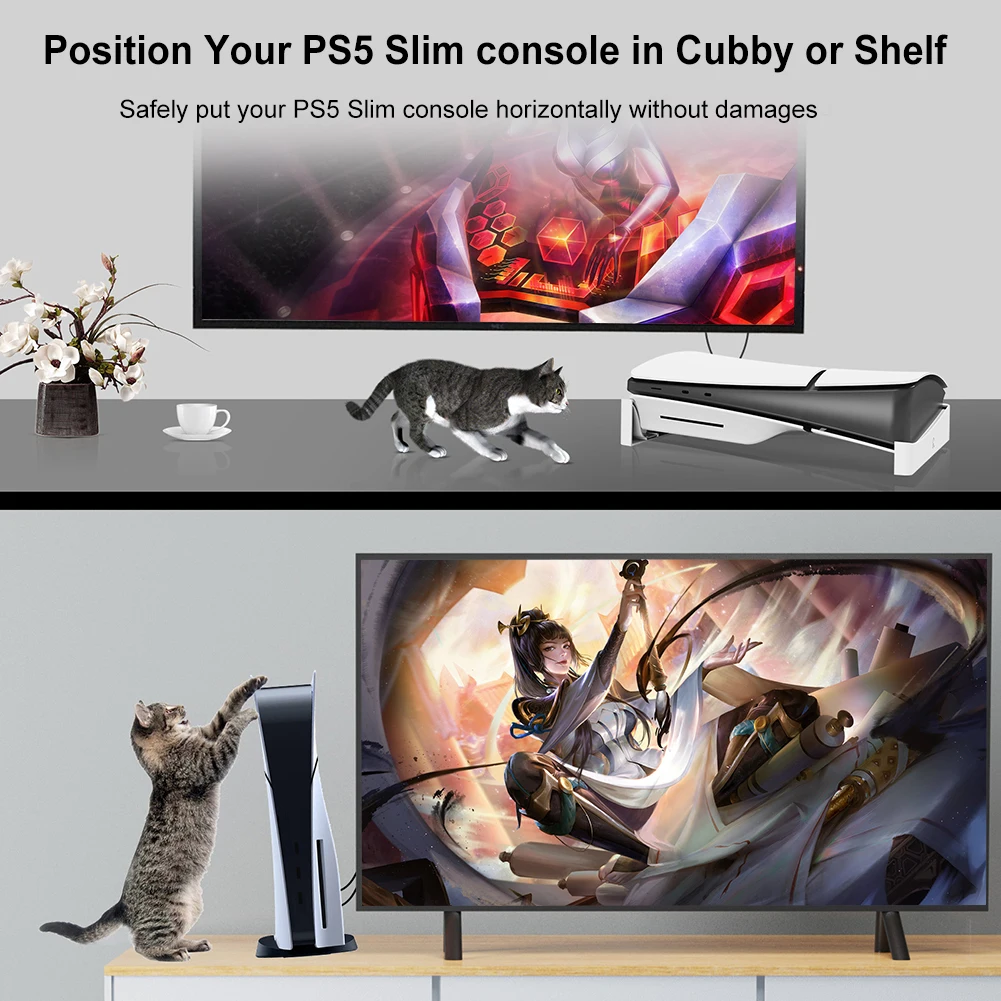 Горизонтальная подставка с противоскользящими матрасами, боковая подставка, аксессуары, стойка для хранения, держатель для PS5 Slim Disc и Digital Edition