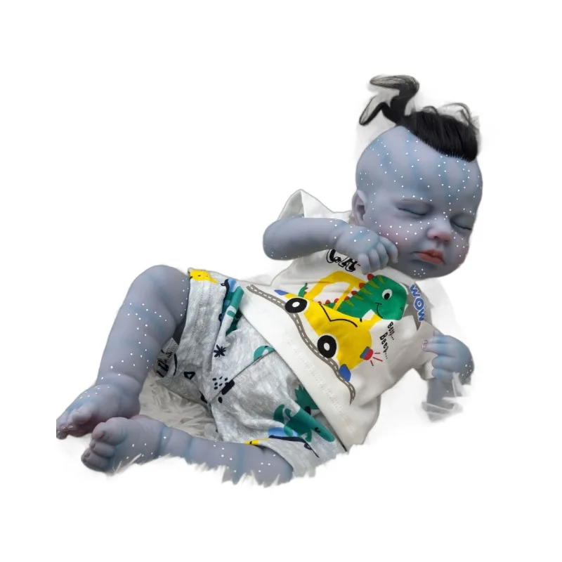 Soft Silicone Cloth Body 19inch Reborn Avatar Lifelike Real Touch Reborn Baby Girl with Rooted Hair Toddler Cute Princess Boy