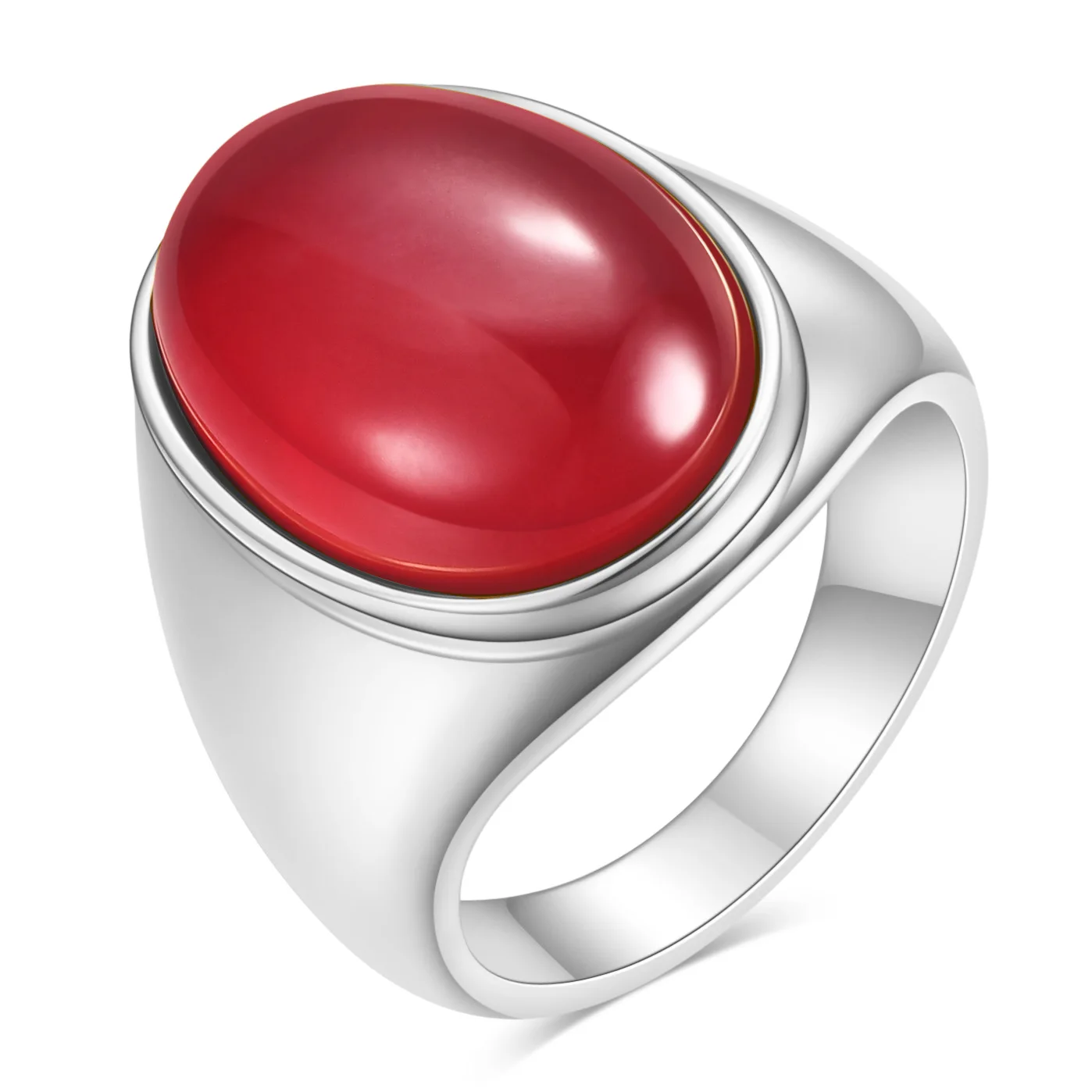 Ovaler Katzenauge-Stein Edelstahlring Gold Silber Plattiert Mehrfarbiger Statement-Ring für Damen und Herren – Detail 4