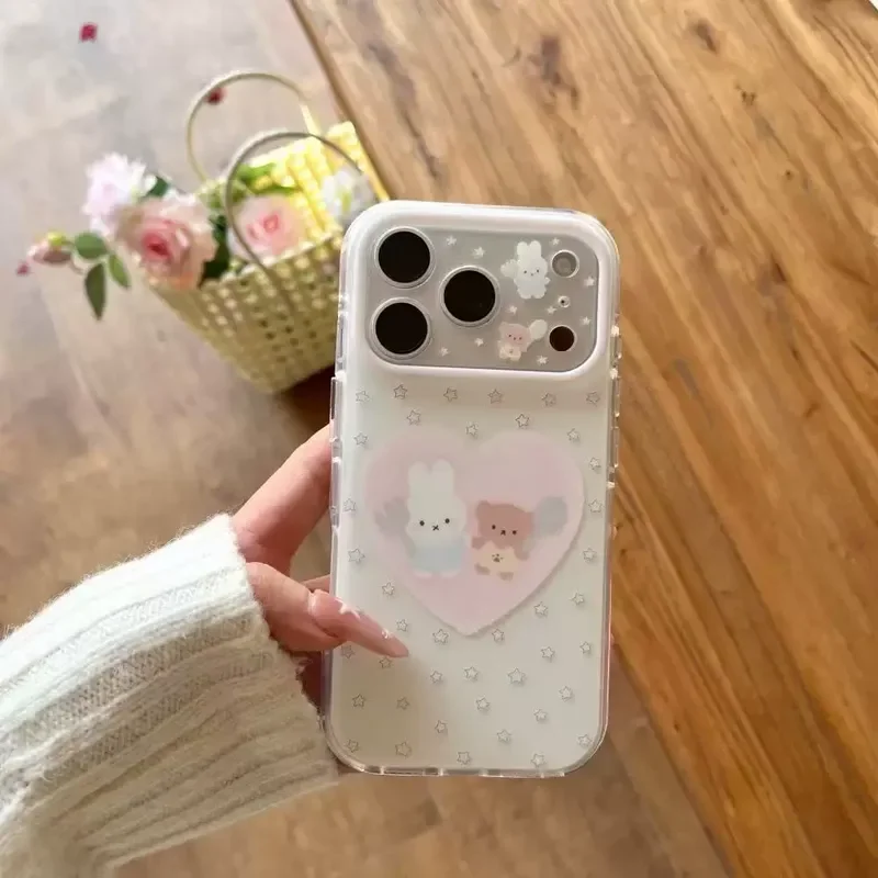Ins Heart Bear Miffy Phone Case Gentle Shockproof Shell Fit IPhone 17promax 16pro 15pro 14 13 Sweet All-inclusive Cartoon 2026