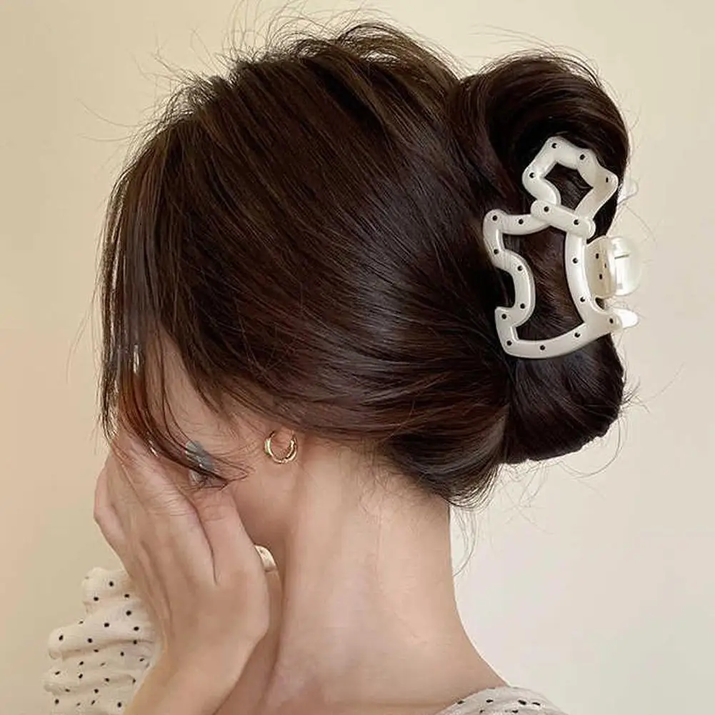 Kleine Haarspange für Hunde, gepunktete Hunde-Klauenklammer, Haarspange für hohe Pferdeschwänze, hochwertige Haifischklammer für Damen, Haar-Accessoire, Kopfschmuck – Detail 4