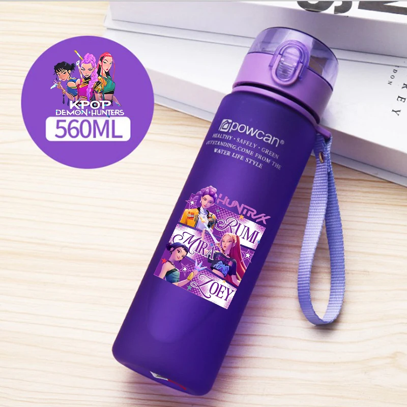

KPop Demons Hunters Large Capacity Sports Water Bottle Motivational Leak Proof Portable Reusable Cups Outdoor Travel Gym Jugs
