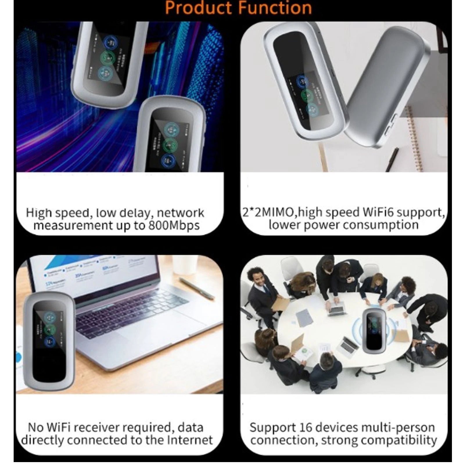 5G-WLAN-Router, SIM-Kartensteckplatz, Powerbank, mobiler Hotspot-Router, 16 Verbindungsgeräte mit integriertem 10000-mAh-Akku für Reisen