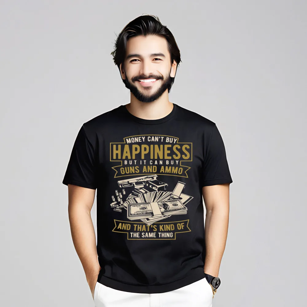 Gift Short Sleeve Tees Thanksgiving Day O-Neck Combed cotton Mans Tshirts Money Cant Buy Happiness But Gift Tee-Shirt Discount