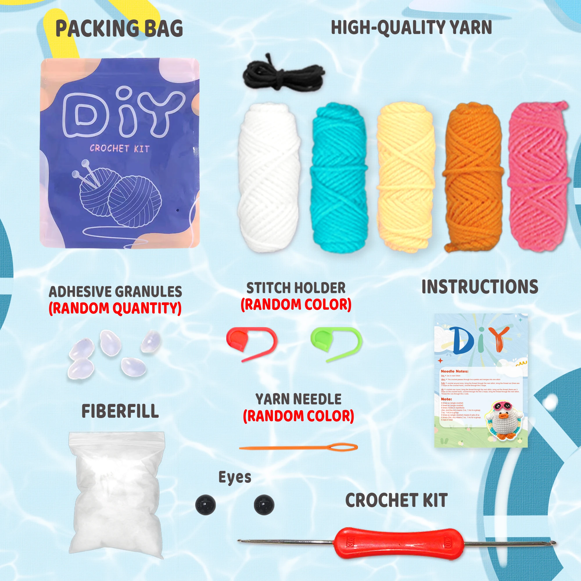 YAMAXIN DIY かぎ針編みキット 初心者向け 水泳をするアヒル クラフトツールセット 初心者向け 簡単な芸術と工芸品 編み物