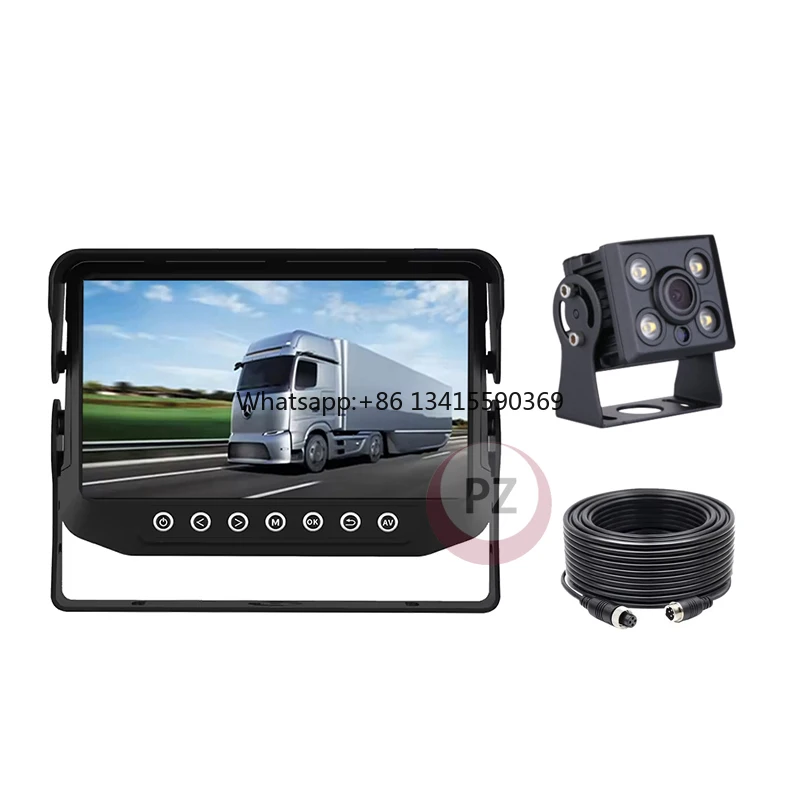7 Inch IPS Split Screen 1080P 1200TVL Waterproof 1/2/4CH Monitor Night View Reverse Camera Kit for Trucks Front Rear Views