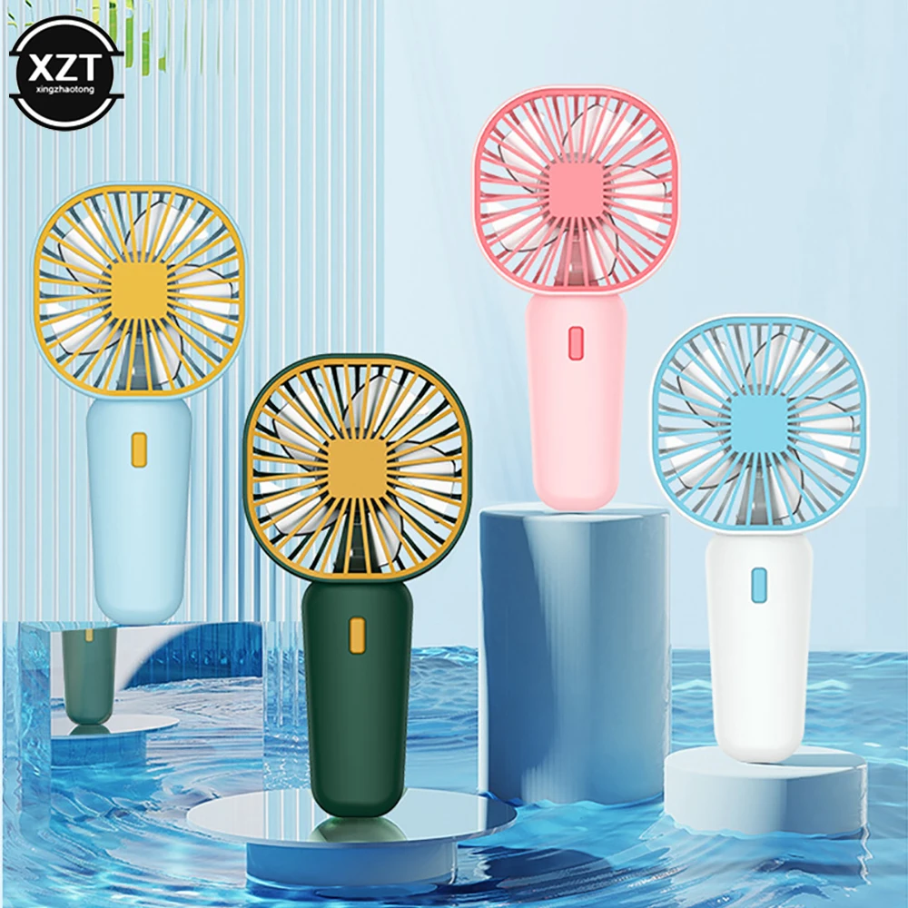 Handheld Mini USB Fan Rechargable Battery Powered Desk Fan Summer Fashion Cooling Fan in Office Home Cooler Phone Holder Fan