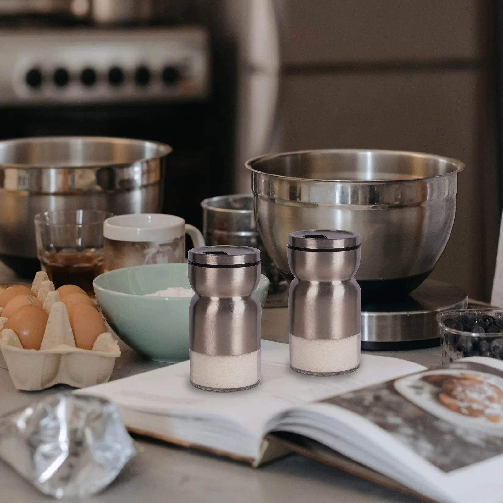 

2Pcs Silver Kitchen Seasoning Bottles Glass Spice Jars Storage Container Reusable Household Kitchen Seasoning Bottle