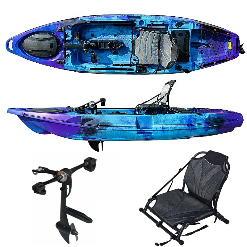 

Motorized kayak LLDPE Material Fishing kayak with propeller Pedal drive system with Rudder System