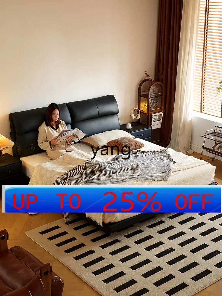 

LMM light luxury suspension bed master bedroom high-end atmosphere leather adjustable soft bag bed