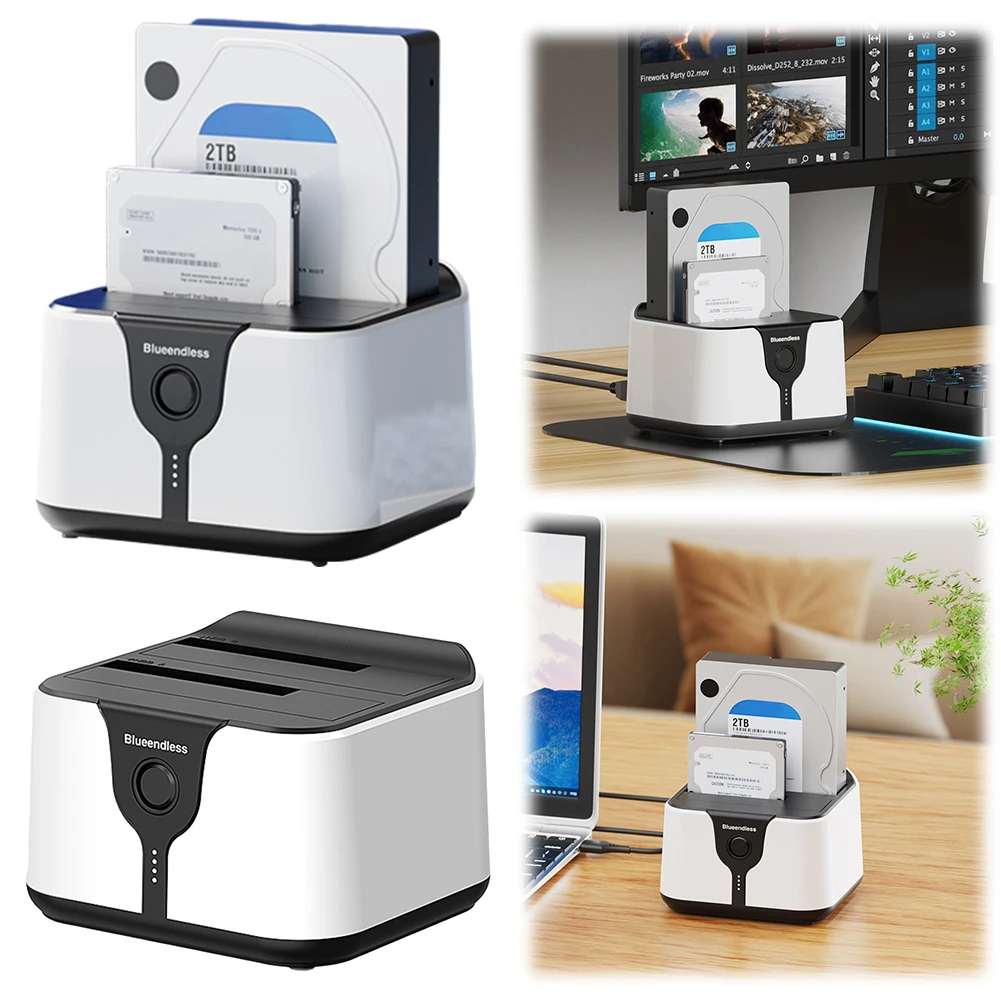 محطة إرساء USB 3.0 إلى SATA ثنائية الخليج HDD 20 تيرا بايت X2 محطة القرص الصلب مع محول طاقة 12 فولت 3A لـ 2.5 أو 3.5 بوصة SATA HDD/SSD #4