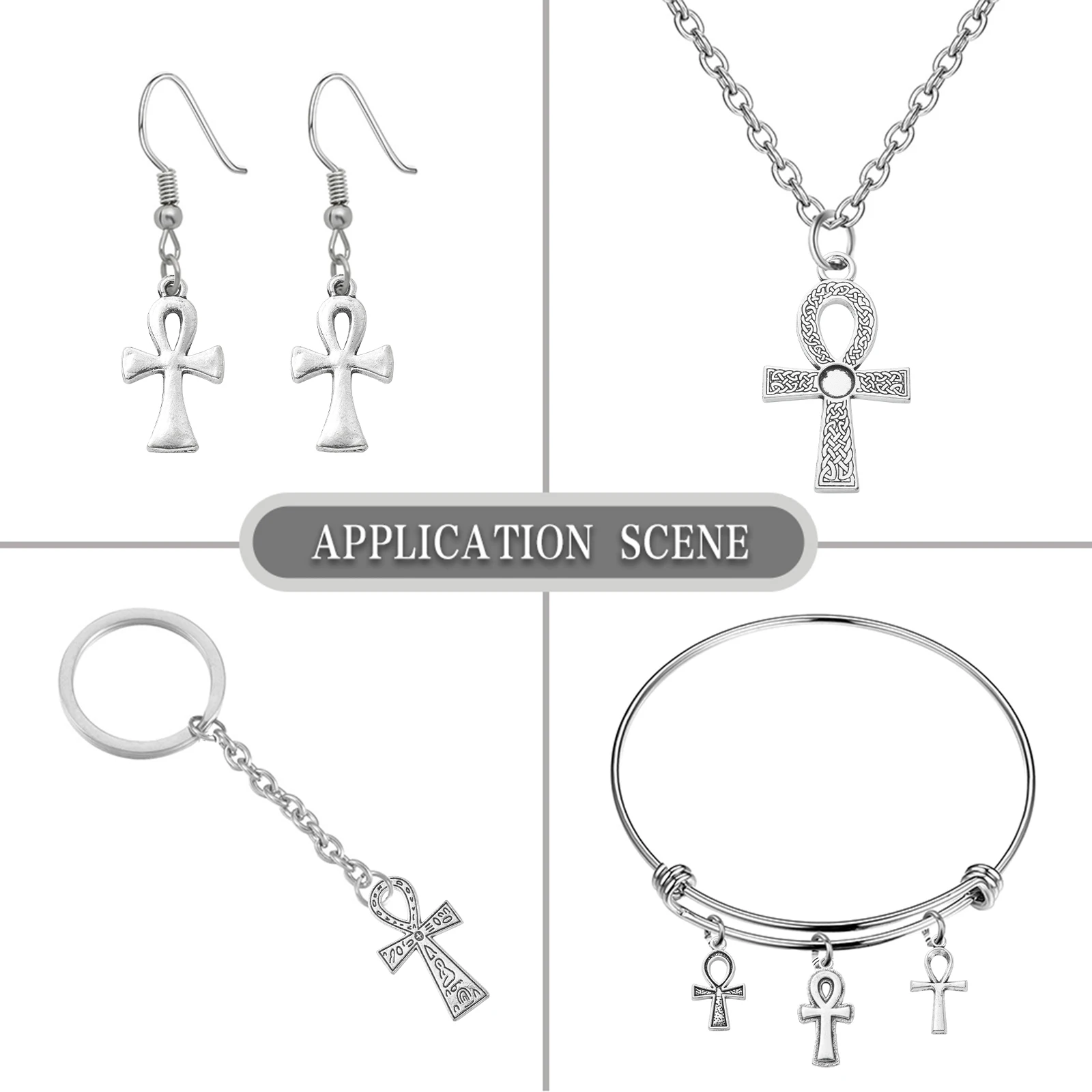 PandaHall 50 Stück 10 Stile Ägyptische Spirituelle Anhänger Ankh-Kreuz-Charms für DIY Schmuckherstellung Armband Halskette – Detail 6