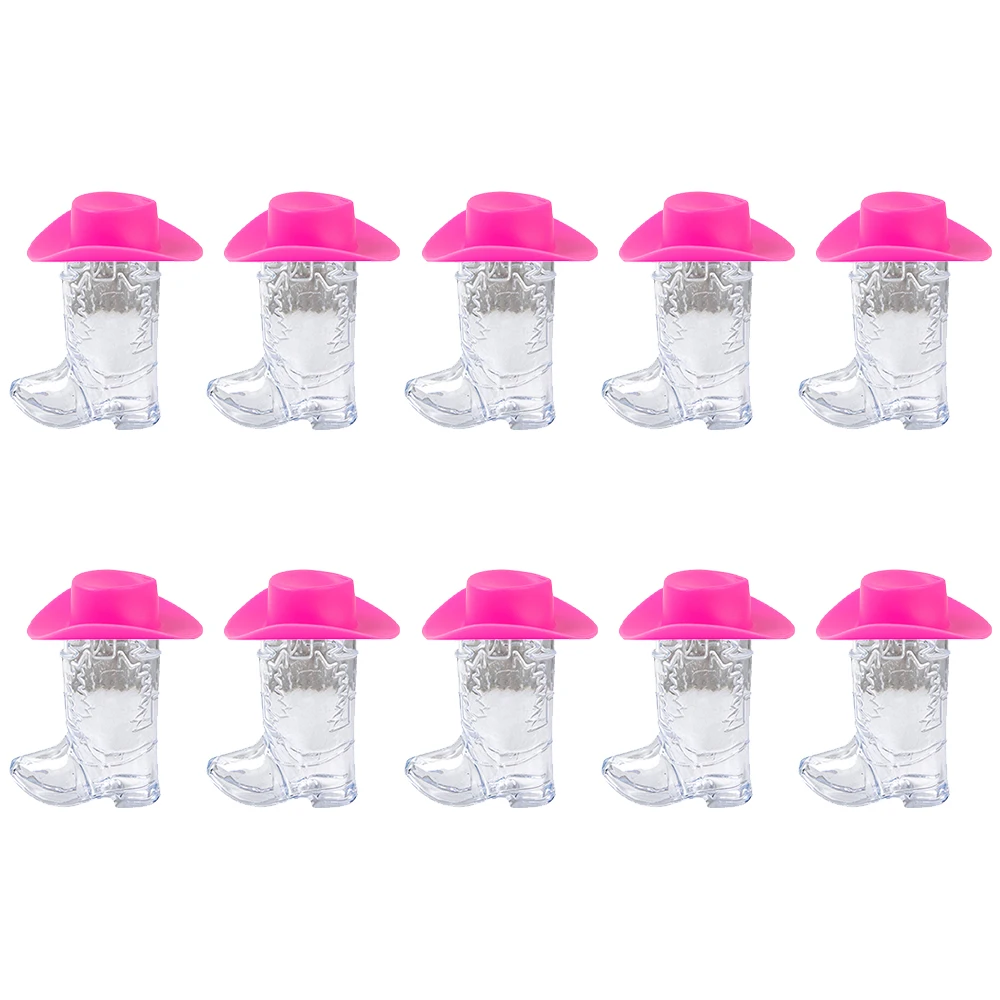 10pcs/ Set Bachelorette Hen Party Supplies Plastic Mini Brown Pink Cowboy Hat Cowboy Boot Shot Wine Glass Kit Party Supplies