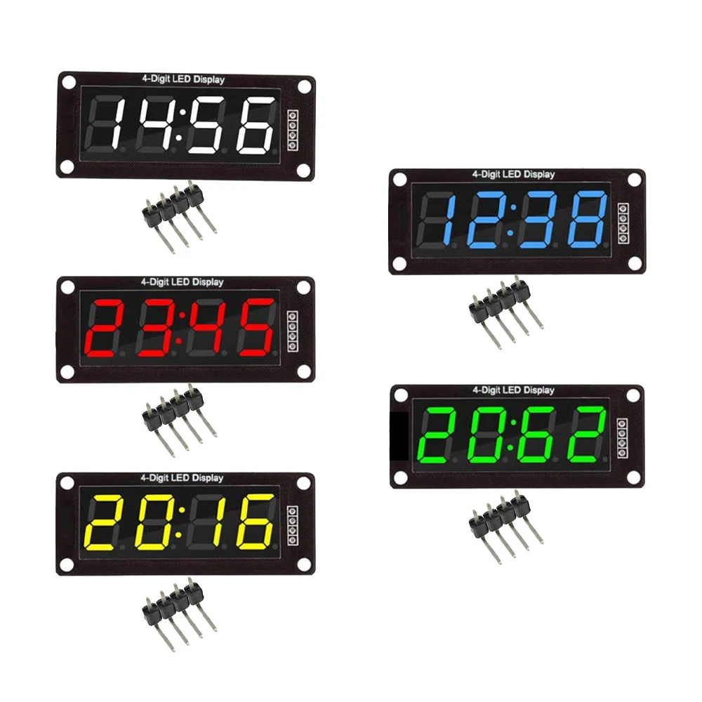 0.56-inch TM1637 4Digit 7 Segments Digital Tube Clock Module Double Dots LED Display Screen Board Serial Driver Board for Arduin