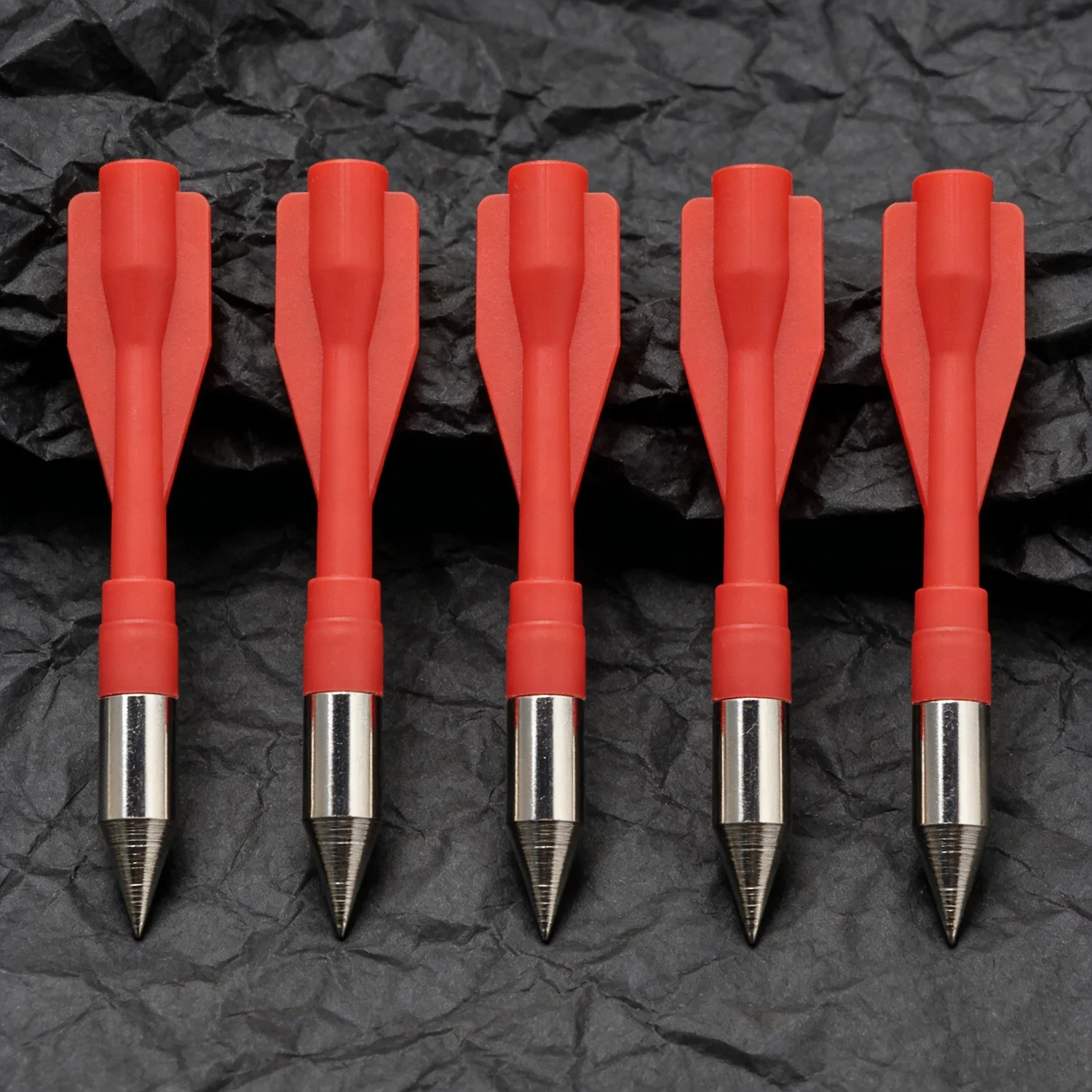 

2-Fletching Red Short Arrows 7.5cm 5mm Diameter Metal Tip Slingshot Darts for Hunting Target Practice