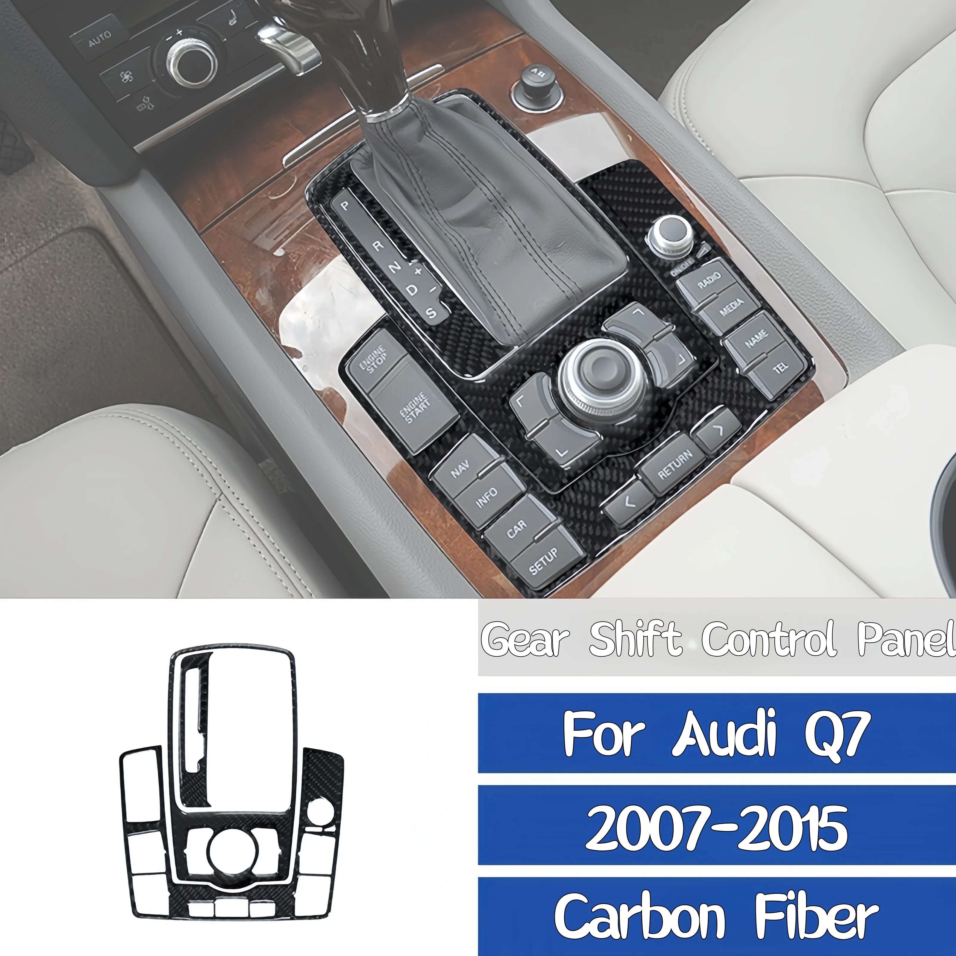 

For Audi Q7 2007-2015 Carbon Fiber Interior Car Central Gear Shift Control Panel Trim Cover Decoration Sticker Auto Zubehör