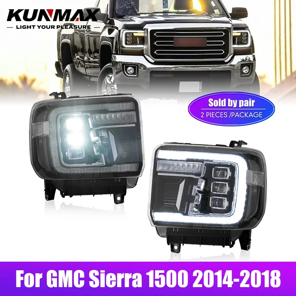 

Pair Of LED Car Headlight Assembly For GMC Sierra 1500 2014-2018 Sierra 2500HD 2015-19 Headlights Tuning Signal Front Head Lamp