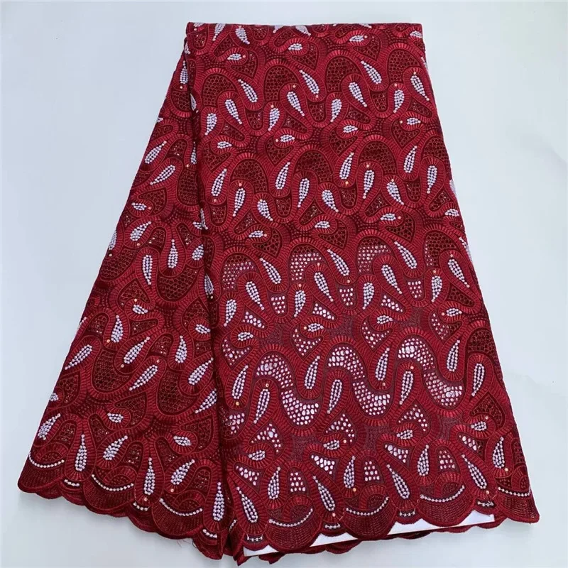 

5 yard high-quality Swiss lace fabric Dry lace embroidery African 100% cotton fabrics Swiss voile lace Dubai style PSJF102101
