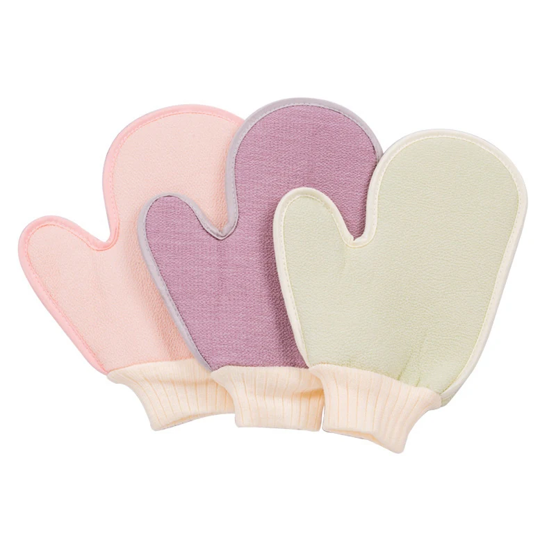 Guantes de baño con dedos grandes, manopla exfoliante, toalla para frotar, fango para frotar fuerte, indoloro, doble cara, limpieza profunda gruesa