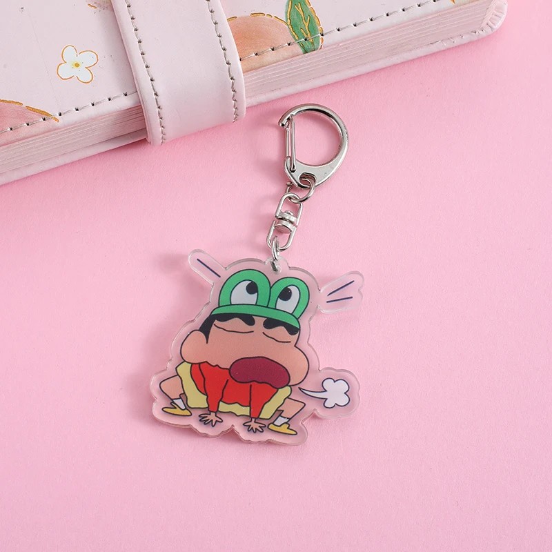 Crayon Shinchan Anime Lilo and Stitch Pendant Keychains Holder Car Key Chain Key Ring Mobile Phone Bag Hanging Jewelry Gifts