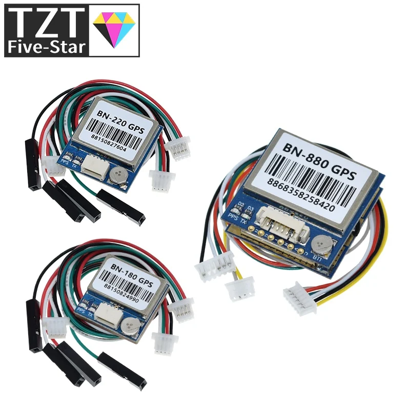 TZT BN220 BN180 BN-880 3.0V-5.0V TTL level GNSS Module GPS For GLONASS Dual GPS Module Antenna Built in FLASH BN-220 BN880