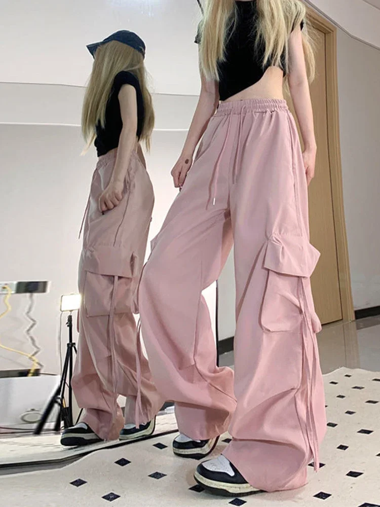 الشارع الشهير البضائع السراويل النساء فضفاض Harajuku Y2K مستقيم بنطلون الأمريكية الرجعية الهيب هوب عادية Bf بنطال ذو قصة أرجل واسعة جديد XT1354